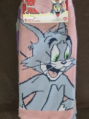 Tom & Jerry Cartoon - (5) Pairs Low-Cut Socks